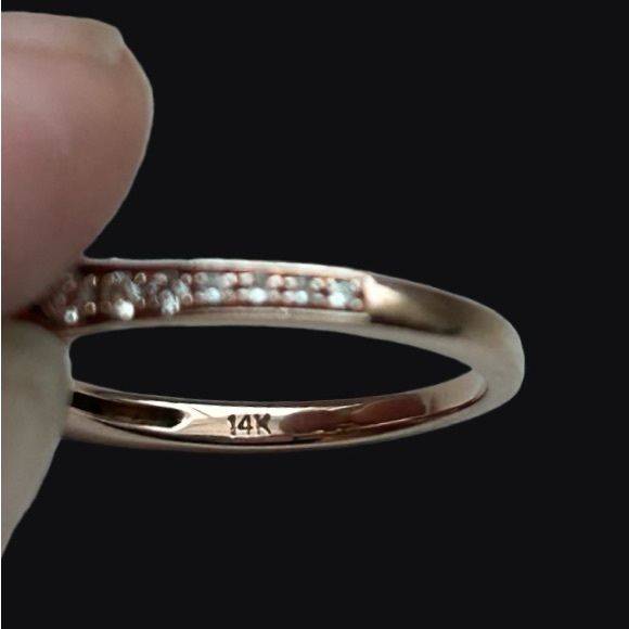 14k 14 Karat Rose Gold & Diamond Halo Cut Pave Engagement Ring, Size 6.75 - Picture 7 of 13